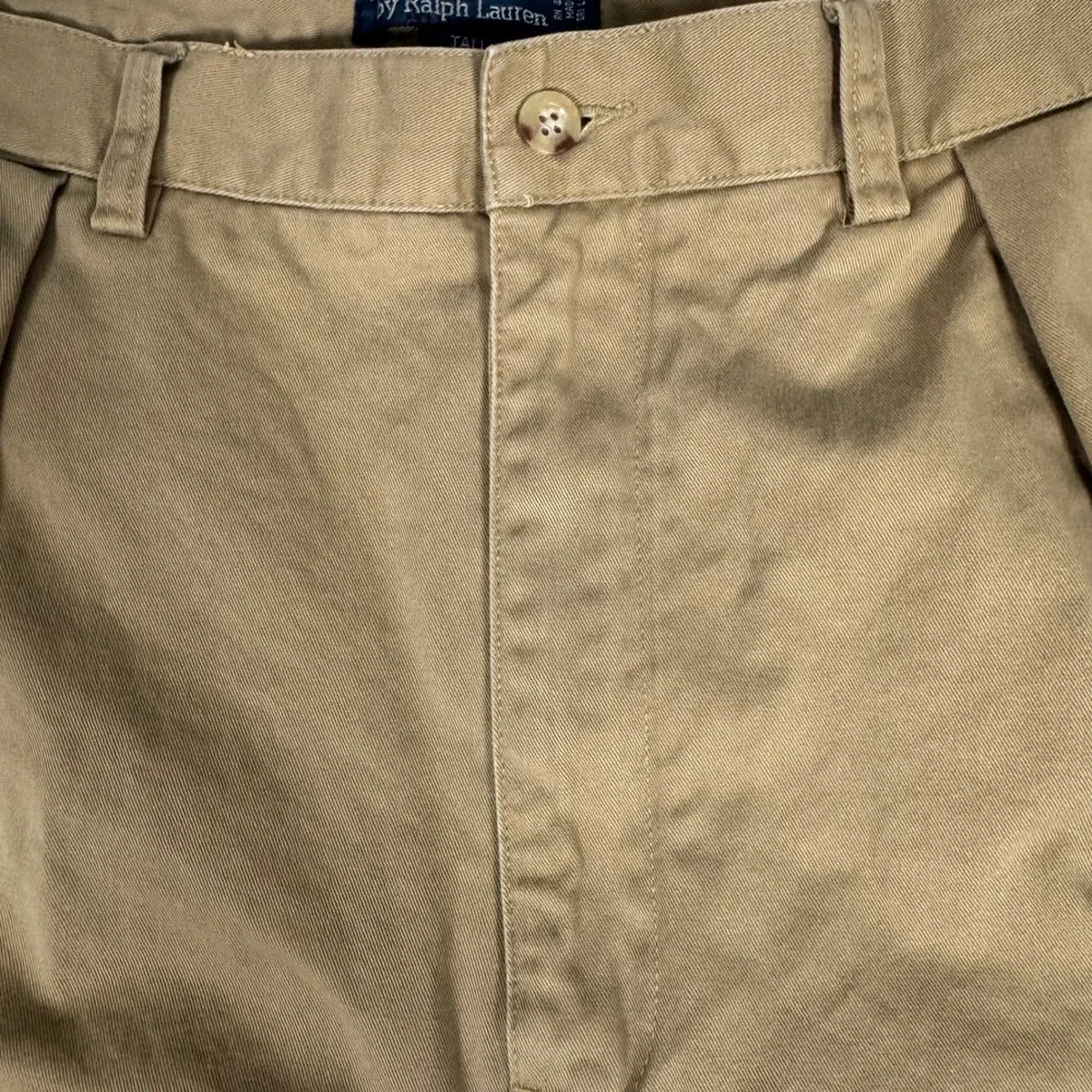 Polo Ralph Lauren Tyler Short Mens 42T Khaki Tan Pleated Cotton Twill Chino Tall